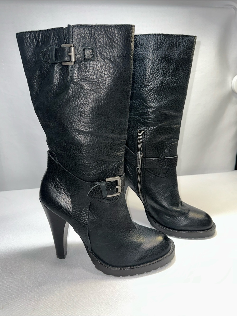 Mia Limited Edition Women Bianka Black Leather Boot LE BL4329 Buckle Size 7